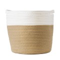Τεχνητός Κήπος PALAWAN  Διακοσμητικό Πλεκτό Καλάθι - Κασπώ Γλάστρα -   Μπεζ με Λευκό Π25cm x Υ25cm