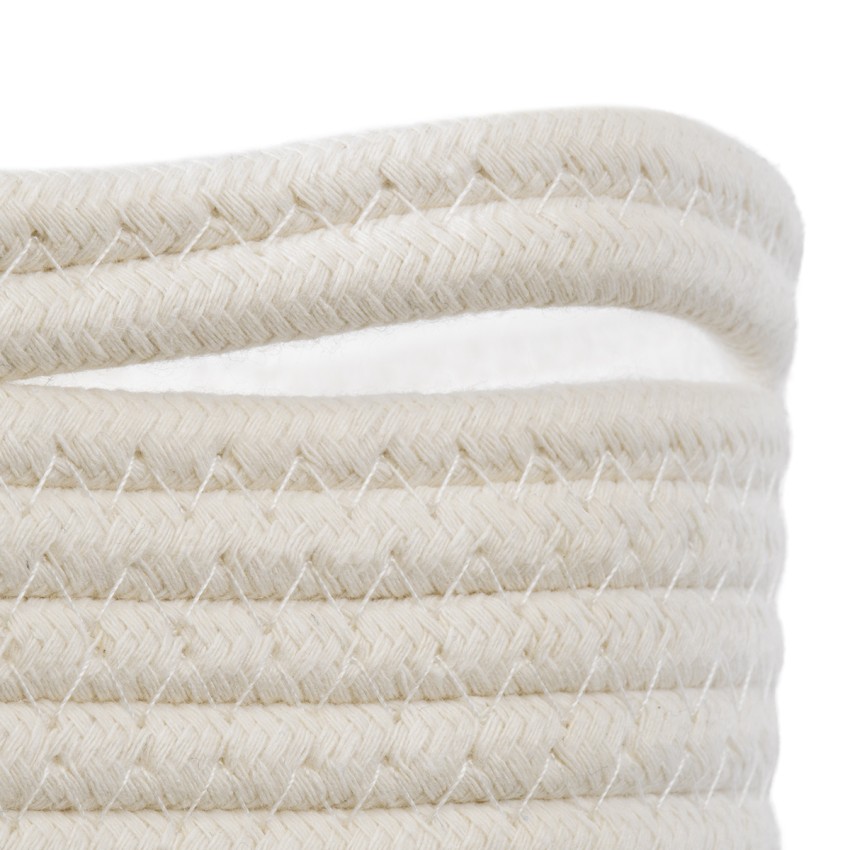 Τεχνητός Κήπος PALAWAN  Διακοσμητικό Πλεκτό Καλάθι - Κασπώ Γλάστρα -   Μπεζ με Λευκό Π25cm x Υ25cm