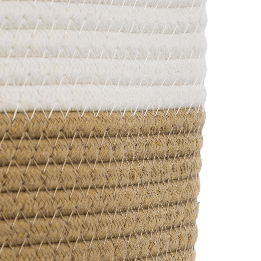 Τεχνητός Κήπος PALAWAN  Διακοσμητικό Πλεκτό Καλάθι - Κασπώ Γλάστρα -   Μπεζ με Λευκό Π25cm x Υ25cm