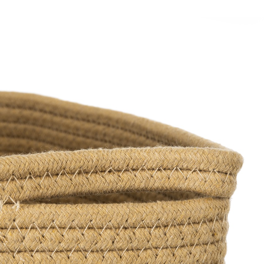Τεχνητός Κήπος HYDRA  Διακοσμητικό Πλεκτό Καλάθι - Κασπώ Γλάστρα -   Μπεζ με Μαύρο Π35cm x Υ38cm