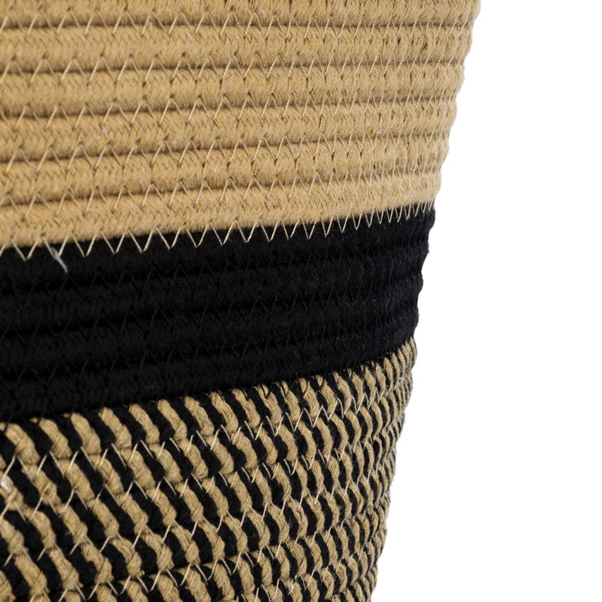 Τεχνητός Κήπος HYDRA  Διακοσμητικό Πλεκτό Καλάθι - Κασπώ Γλάστρα -   Μπεζ με Μαύρο Π35cm x Υ38cm