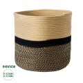 Τεχνητός Κήπος HYDRA  Διακοσμητικό Πλεκτό Καλάθι - Κασπώ Γλάστρα -   Μπεζ με Μαύρο Π30cm x Υ30cm