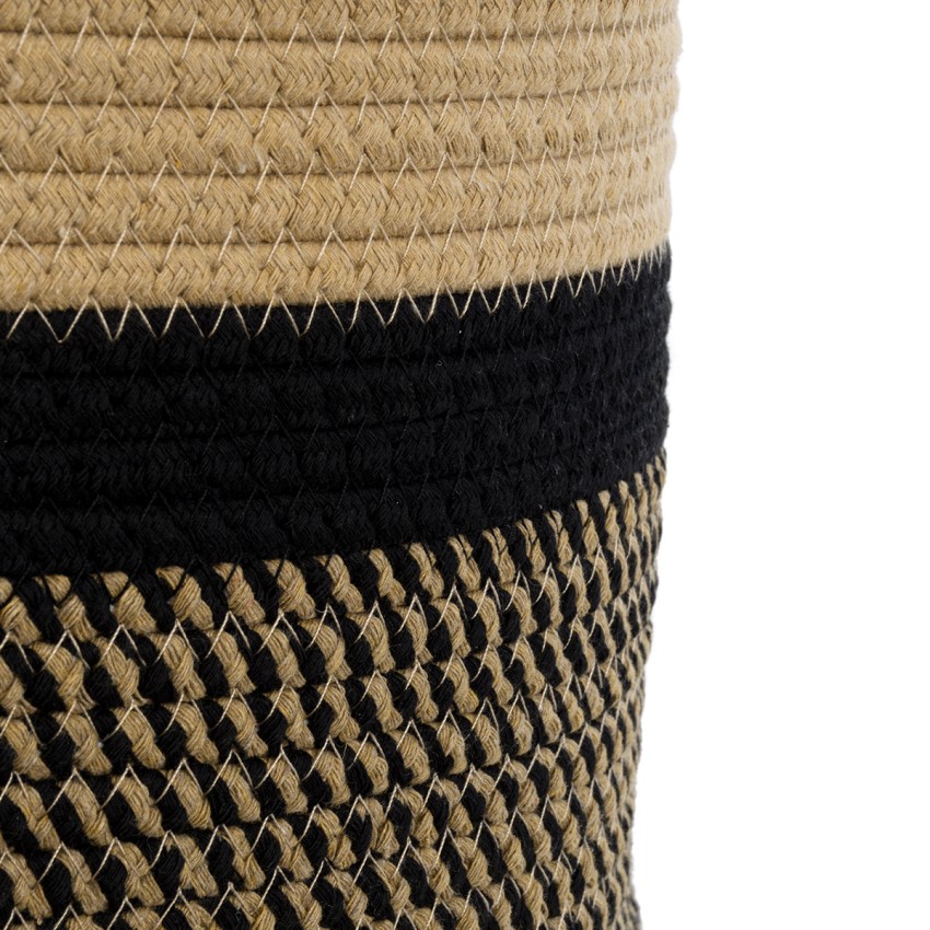 Τεχνητός Κήπος HYDRA  Διακοσμητικό Πλεκτό Καλάθι - Κασπώ Γλάστρα -   Μπεζ με Μαύρο Π30cm x Υ30cm