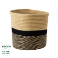 Τεχνητός Κήπος HYDRA  Διακοσμητικό Πλεκτό Καλάθι - Κασπώ Γλάστρα -   Μπεζ με Μαύρο Π25cm x Υ25cm