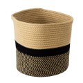 Τεχνητός Κήπος HYDRA  Διακοσμητικό Πλεκτό Καλάθι - Κασπώ Γλάστρα -   Μπεζ με Μαύρο Π25cm x Υ25cm
