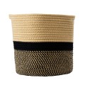 Τεχνητός Κήπος HYDRA  Διακοσμητικό Πλεκτό Καλάθι - Κασπώ Γλάστρα -   Μπεζ με Μαύρο Π25cm x Υ25cm