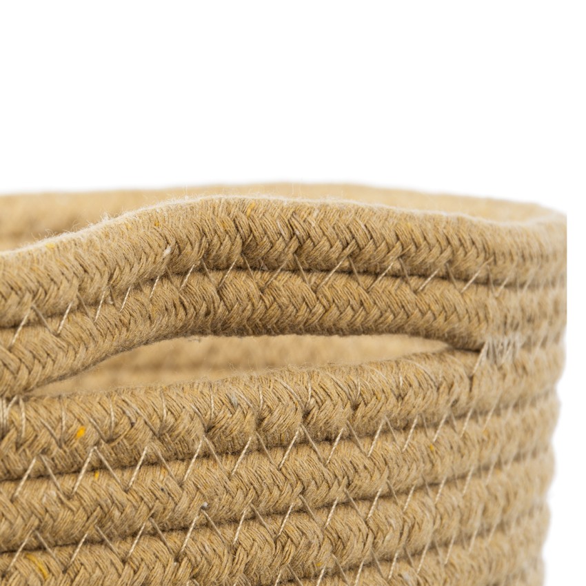 Τεχνητός Κήπος HYDRA  Διακοσμητικό Πλεκτό Καλάθι - Κασπώ Γλάστρα -   Μπεζ με Μαύρο Π25cm x Υ25cm