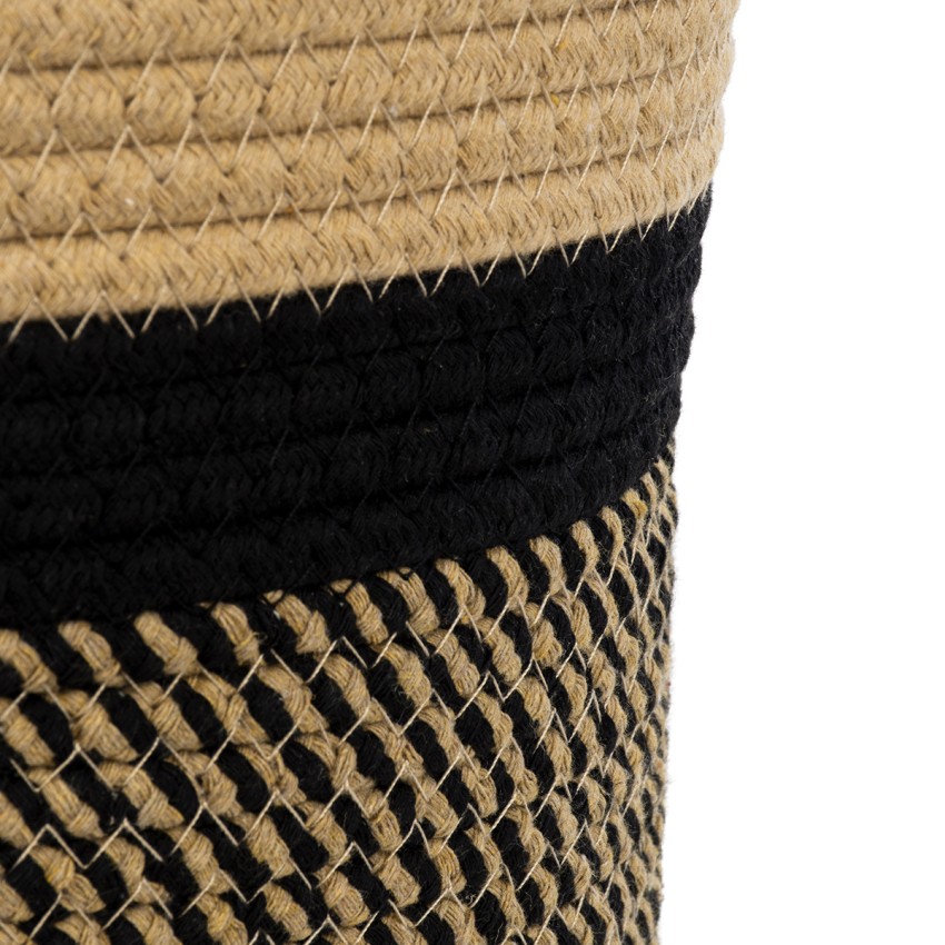 Τεχνητός Κήπος HYDRA  Διακοσμητικό Πλεκτό Καλάθι - Κασπώ Γλάστρα -   Μπεζ με Μαύρο Π25cm x Υ25cm