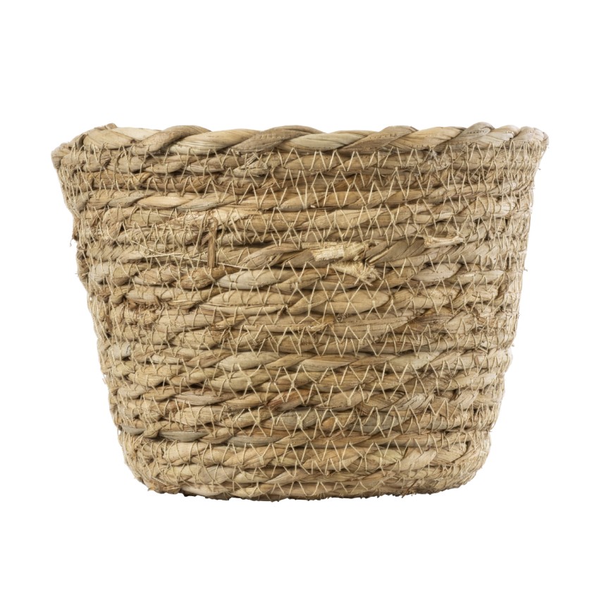Τεχνητός Κήπος SIFNOS  Διακοσμητικό Πλεκτό Καλάθι - Κασπώ Γλάστρα -  Μπεζ Φ18cm x Υ15cm