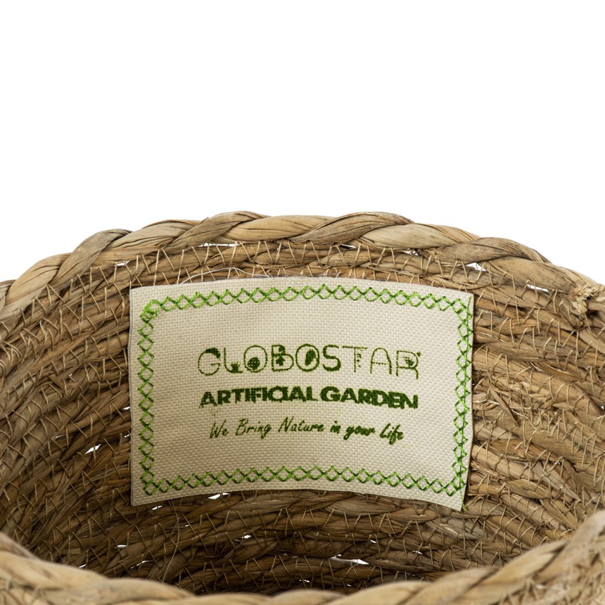 Τεχνητός Κήπος SIFNOS  Διακοσμητικό Πλεκτό Καλάθι - Κασπώ Γλάστρα -  Μπεζ Φ18cm x Υ15cm
