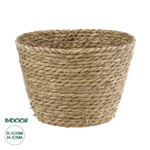 Τεχνητός Κήπος SIFNOS  Διακοσμητικό Πλεκτό Καλάθι - Κασπώ Γλάστρα -  Μπεζ Φ22cm x Υ15cm