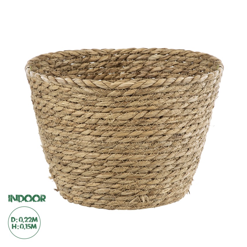 Τεχνητός Κήπος SIFNOS  Διακοσμητικό Πλεκτό Καλάθι - Κασπώ Γλάστρα -  Μπεζ Φ22cm x Υ15cm