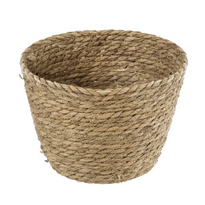 Τεχνητός Κήπος SIFNOS  Διακοσμητικό Πλεκτό Καλάθι - Κασπώ Γλάστρα -  Μπεζ Φ22cm x Υ15cm