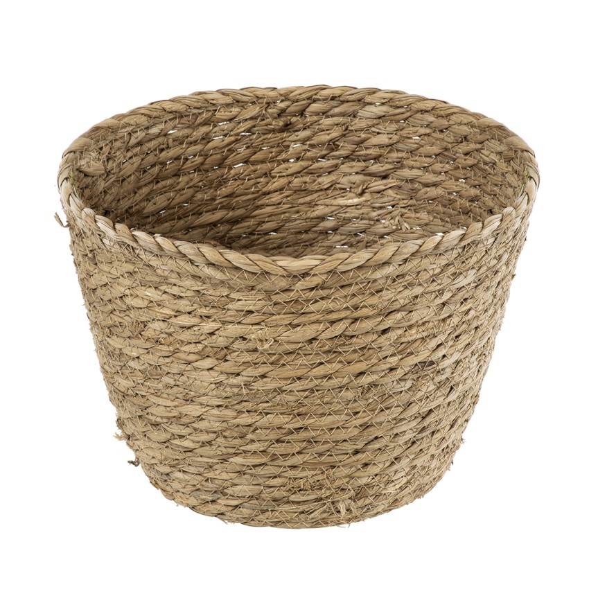 Τεχνητός Κήπος SIFNOS  Διακοσμητικό Πλεκτό Καλάθι - Κασπώ Γλάστρα -  Μπεζ Φ22cm x Υ15cm