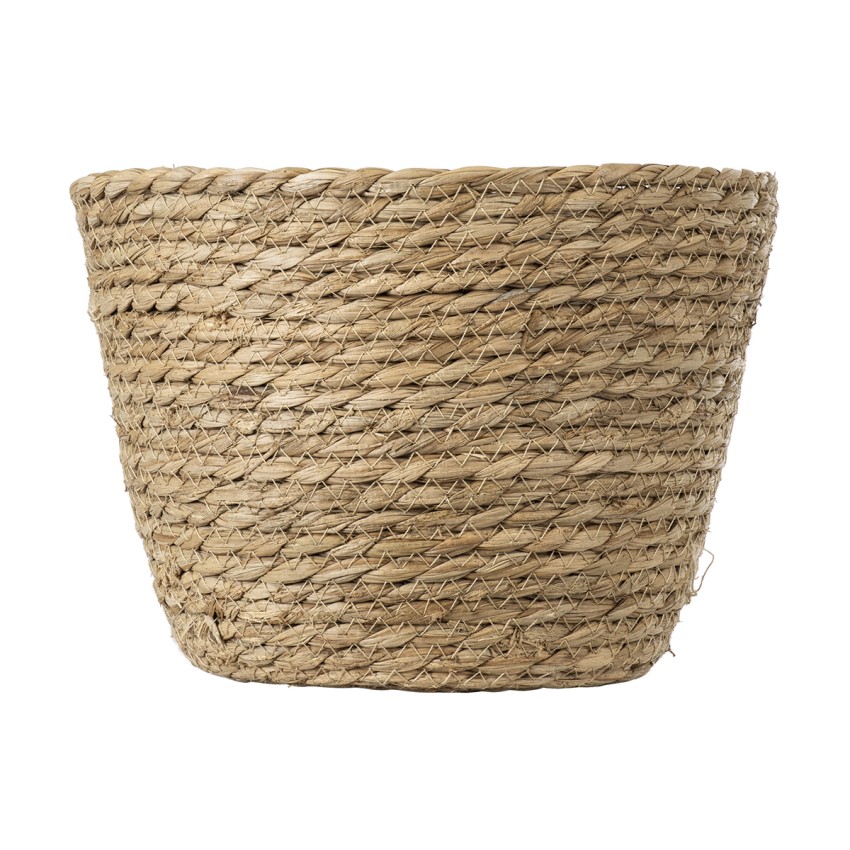Τεχνητός Κήπος SIFNOS  Διακοσμητικό Πλεκτό Καλάθι - Κασπώ Γλάστρα -  Μπεζ Φ22cm x Υ15cm