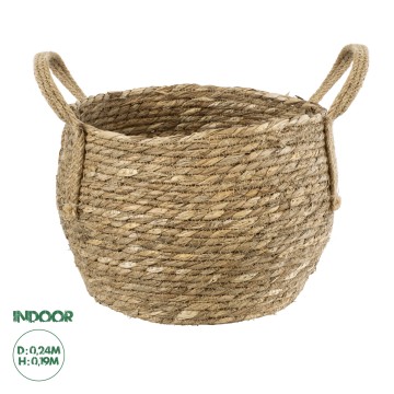 Τεχνητός Κήπος PAROS  Διακοσμητικό Πλεκτό Καλάθι - Κασπώ Γλάστρα -  Μπεζ Φ24cm x Υ19cm