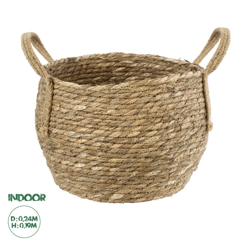 Τεχνητός Κήπος PAROS  Διακοσμητικό Πλεκτό Καλάθι - Κασπώ Γλάστρα -  Μπεζ Φ24cm x Υ19cm