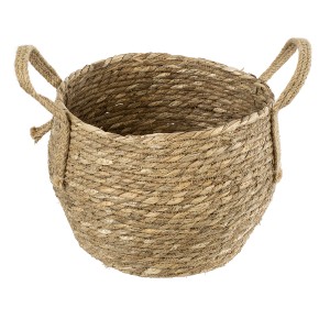 Τεχνητός Κήπος PAROS  Διακοσμητικό Πλεκτό Καλάθι - Κασπώ Γλάστρα -  Μπεζ Φ24cm x Υ19cm