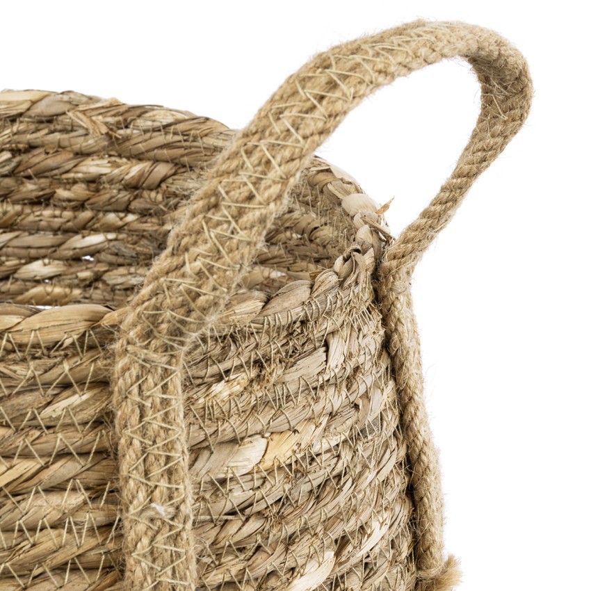 Τεχνητός Κήπος PAROS  Διακοσμητικό Πλεκτό Καλάθι - Κασπώ Γλάστρα -  Μπεζ Φ24cm x Υ19cm