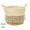 Τεχνητός Κήπος MYKONOS  Διακοσμητικό Πλεκτό Καλάθι - Κασπώ Γλάστρα -  Μπεζ με Μακραμέ Φ18cm x Υ15cm