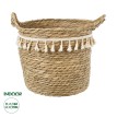 Τεχνητός Κήπος SANTORINI  Διακοσμητικό Πλεκτό Καλάθι - Κασπώ Γλάστρα -  Μπεζ με Μακραμέ Φ31cm x Υ29cm