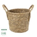 Τεχνητός Κήπος TINOS  Διακοσμητικό Πλεκτό Καλάθι - Κασπώ Γλάστρα -  Μπεζ Φ25cm x Υ20cm