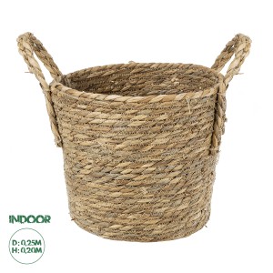 Τεχνητός Κήπος TINOS  Διακοσμητικό Πλεκτό Καλάθι - Κασπώ Γλάστρα -  Μπεζ Φ25cm x Υ20cm