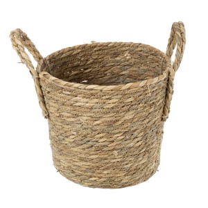 Τεχνητός Κήπος TINOS  Διακοσμητικό Πλεκτό Καλάθι - Κασπώ Γλάστρα -  Μπεζ Φ25cm x Υ20cm