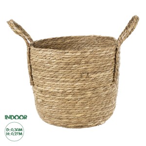 Τεχνητός Κήπος TINOS  Διακοσμητικό Πλεκτό Καλάθι - Κασπώ Γλάστρα -  Μπεζ Φ30cm x Υ27cm