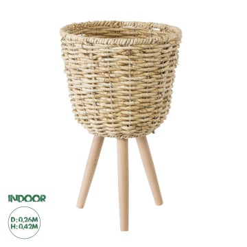 Τεχνητός Κήπος LIMNOS  Διακοσμητικό Πλεκτό Καλάθι - Κασπώ Γλάστρα -  Μπεζ Φ26cm x Υ42cm