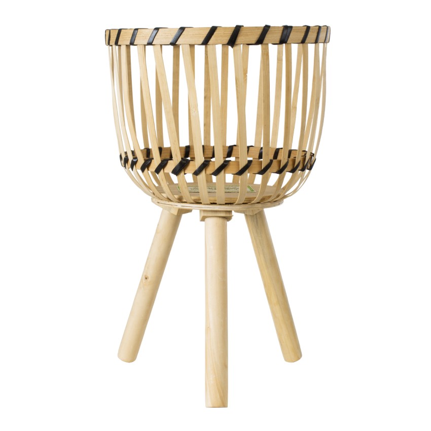 Τεχνητός Κήπος FOLEGANDROS  Διακοσμητικό Πλεκτό Καλάθι - Κασπώ Γλάστρα -  Μπεζ με Καφέ Φ25cm x Υ37cm