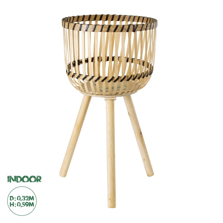 Τεχνητός Κήπος FOLEGANDROS  Διακοσμητικό Πλεκτό Καλάθι - Κασπώ Γλάστρα -  Μπεζ με Καφέ Φ32cm x Υ59cm