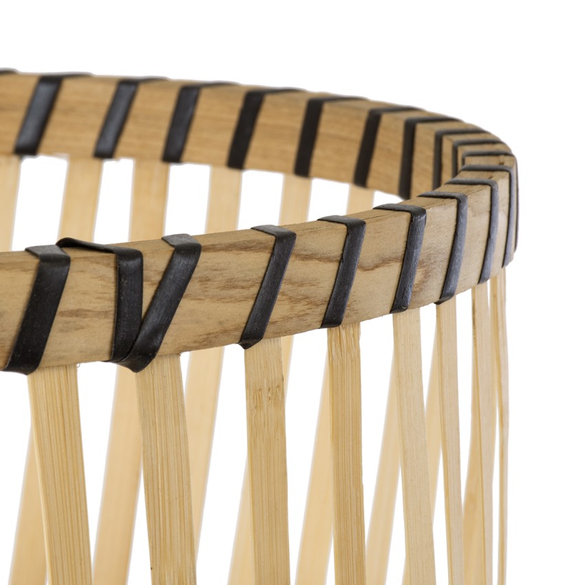 Τεχνητός Κήπος FOLEGANDROS  Διακοσμητικό Πλεκτό Καλάθι - Κασπώ Γλάστρα -  Μπεζ με Καφέ Φ32cm x Υ59cm