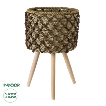 Τεχνητός Κήπος SAMOS  Διακοσμητικό Πλεκτό Καλάθι - Κασπώ Γλάστρα -  Μπεζ με Καφέ Φ27cm x Υ45cm