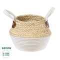 Τεχνητός Κήπος KIMOLOS  Διακοσμητικό Πλεκτό Καλάθι - Κασπώ Γλάστρα -  Μπεζ με Λευκό Φ18cm x Υ21cm
