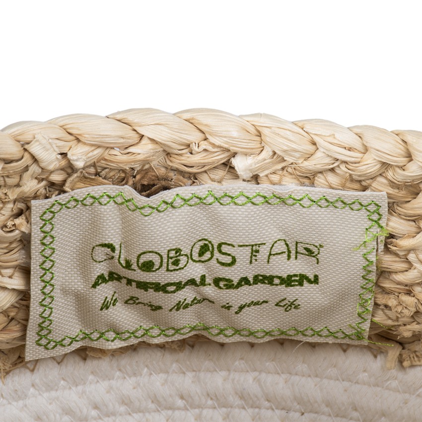 Τεχνητός Κήπος KIMOLOS  Διακοσμητικό Πλεκτό Καλάθι - Κασπώ Γλάστρα -  Μπεζ με Λευκό Φ18cm x Υ21cm