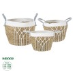 Τεχνητός Κήπος SARDINIA  ΣΕΤ 3 Διακοσμητικά Πλεκτά Καλάθια - Κασπώ Γλάστρες - s Μπεζ με Μακραμέ A:Φ25cm x Υ20cm B:Φ30cm x Υ27cm C:Φ35cm x Υ30cm