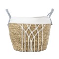 Τεχνητός Κήπος SARDINIA  ΣΕΤ 3 Διακοσμητικά Πλεκτά Καλάθια - Κασπώ Γλάστρες - s Μπεζ με Μακραμέ A:Φ25cm x Υ20cm B:Φ30cm x Υ27cm C:Φ35cm x Υ30cm