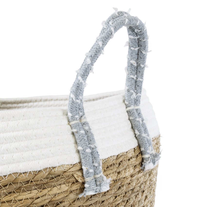 Τεχνητός Κήπος SARDINIA  ΣΕΤ 3 Διακοσμητικά Πλεκτά Καλάθια - Κασπώ Γλάστρες - s Μπεζ με Μακραμέ A:Φ25cm x Υ20cm B:Φ30cm x Υ27cm C:Φ35cm x Υ30cm