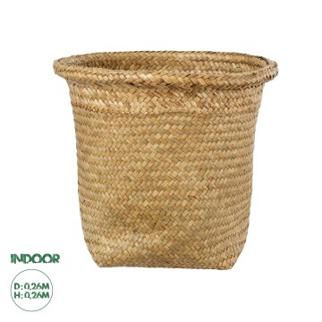 Τεχνητός Κήπος CECILIA  Διακοσμητικό Ψάθινο Καλάθι - Κασπώ Γλάστρα -  Μπεζ Φ26cm x Υ26cm
