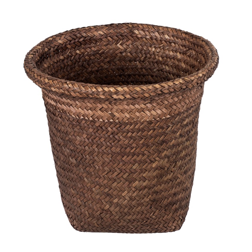 Τεχνητός Κήπος SKIATHOS  Διακοσμητικό Ψάθινο Καλάθι - Κασπώ Γλάστρα -  Καφέ Φ24cm x Υ24cm
