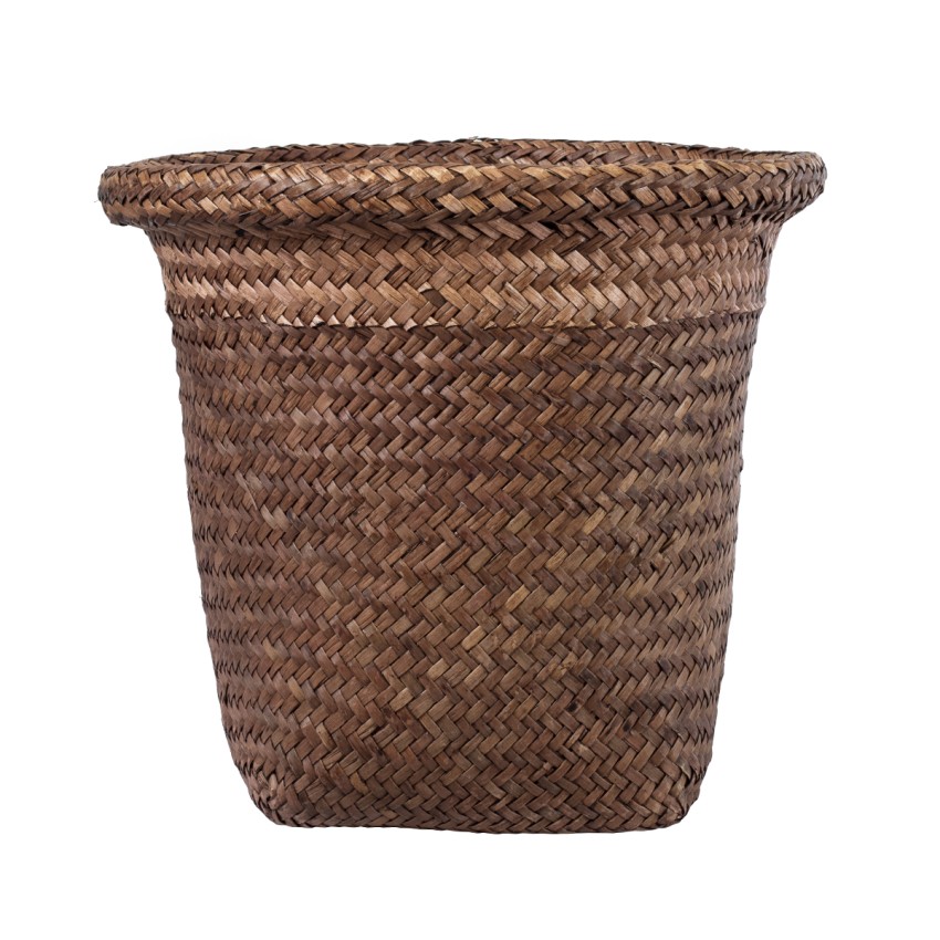 Τεχνητός Κήπος SKIATHOS  Διακοσμητικό Ψάθινο Καλάθι - Κασπώ Γλάστρα -  Καφέ Φ24cm x Υ24cm
