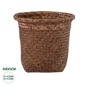 Τεχνητός Κήπος SKIATHOS  Διακοσμητικό Ψάθινο Καλάθι - Κασπώ Γλάστρα -  Καφέ Φ26cm x Υ26cm
