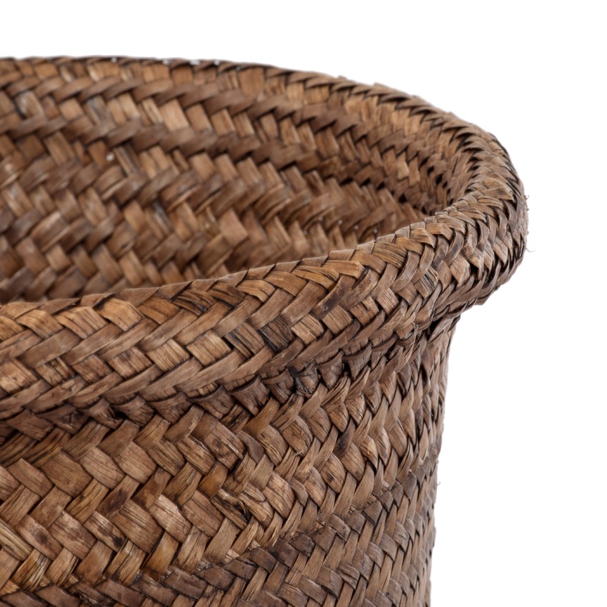 Τεχνητός Κήπος SKIATHOS  Διακοσμητικό Ψάθινο Καλάθι - Κασπώ Γλάστρα -  Καφέ Φ30cm x Υ30cm