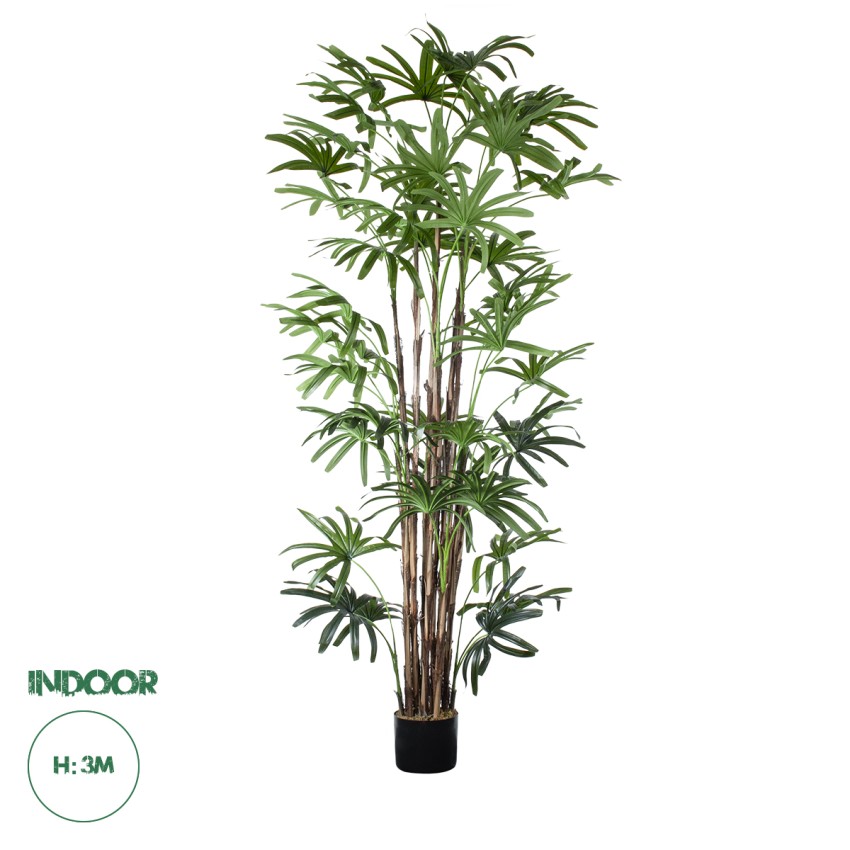 Τεχνητός Κήπος BROADLEAF LADY PALM TREE  Τεχνητό Διακοσμητικό Φυτό Πλατύφυλλος Φοίνικας Μπαμπού Υ300cm