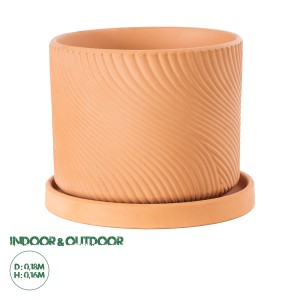 Τεχνητός Κήπος ASTYPALAIA  Πήλινο Κεραμικό Κασπώ Γλάστρα -  Κεραμιδί Φ18cm x Υ16cm