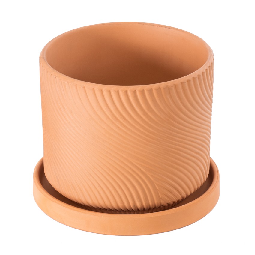 Τεχνητός Κήπος ASTYPALAIA  Πήλινο Κεραμικό Κασπώ Γλάστρα -  Κεραμιδί Φ18cm x Υ16cm