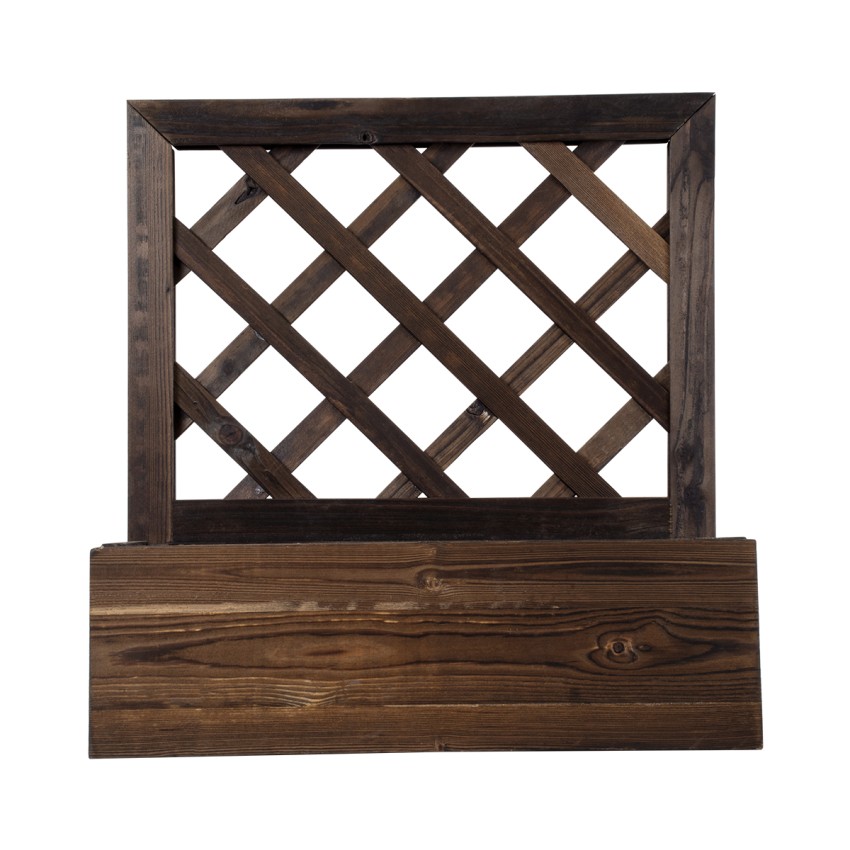 Τεχνητός Κήπος SIKINOS  Επιτοίχιο Ξύλινο Κασπώ Γλάστρα -  Καφέ Φ38cm x Υ45cm