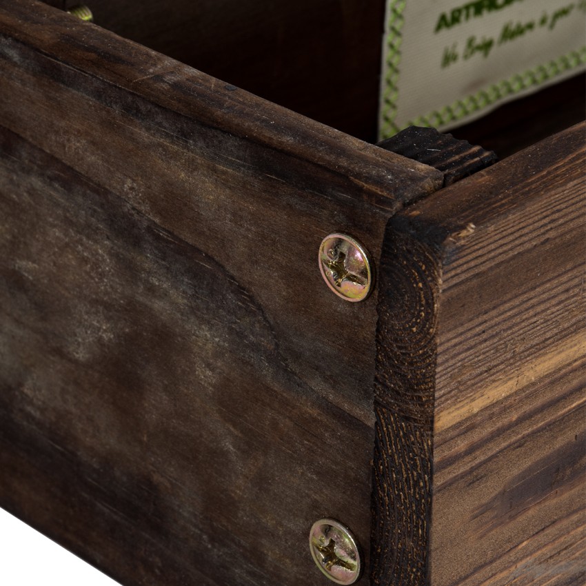 Τεχνητός Κήπος SIKINOS  Επιτοίχιο Ξύλινο Κασπώ Γλάστρα -  Καφέ Φ38cm x Υ45cm