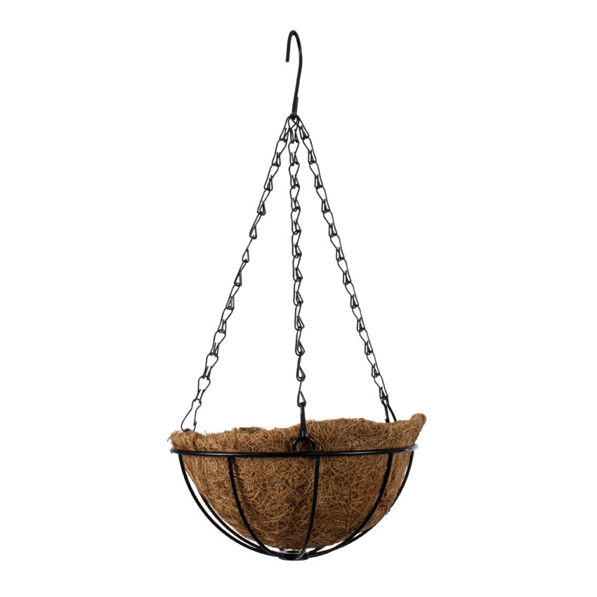 Τεχνητός Κήπος SALAMINA  Κρεμαστό Κασπώ Γλάστρα -  από Φλοιό Καρύδας Καφέ Φ20cm x Υ10cm